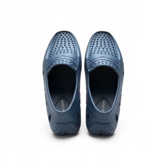 Men's Blue Waterproof Slip On Rubber Loafers Shoes - Picture 3 of 8